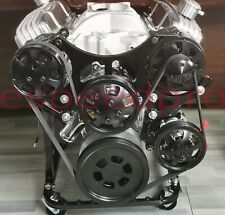 Chevy Sbc 350 Black Billet Aluminum Complete Serpentine Engine Pulley Kit Swp