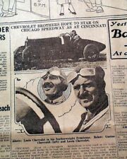 1917 Loius Gaston Chevrolet Brothers Race Car Drivers Photo 1917 Old Newspaper