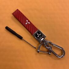 Red Leather Carbon Fiber 5 34 Key Holder Keychain For Mitsubishi Lancer Evo