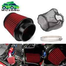 Red 4 100mm Inlet Car Truck Air Intake Cone Dry Air Filter Filter Sock Cover
