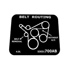 Engine Belt Routing Diagram Decal- For 4.0l Jeep Wrangler Tj Grand Cherokee Wj