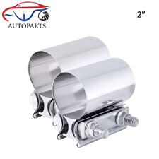 2 Pack 2 Butt Joint Exhaust Band Clamp Muffler Sleeve Coupler Stainless Steel