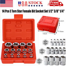 14pcs E Torx Star Female Bit Socket Set 12 38 14 Drive E4-e24 Storage Case