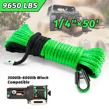 Synthetic Winch Rope 14x50 9650 Lbs Line Recovery Cable 4wd Atv Utv Suv Green