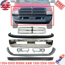 Front Chrome Bumper Kit Grille Assembly For 1994-2002 Dodge Ram 1500-3500