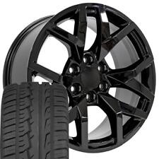 20 Inch Gloss Black Sem Rims 27555r20 Tires Set Fit New Escalade Sierra Yukon