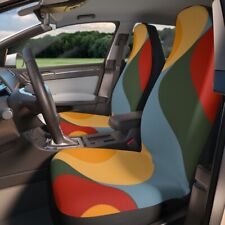Abstract Hippie Car Seat Covers Vintage Inspired Retro Mod Decor Vehicle Van