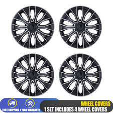 15 Set Of 4 Black Silver Wheel Covers Snap On Hub Caps Fit R15 Tiresteel Rim