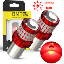 2x 1156 Red Led Strobe Flashing Brake Tail Stop Light Bulbs Canbus Error Free