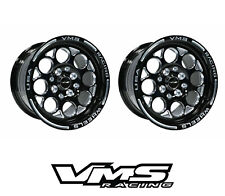 X2 Vms Racing Modulo 15x7 Black Silver Drag Rims Wheels 4x1004x114 Et35 Pair
