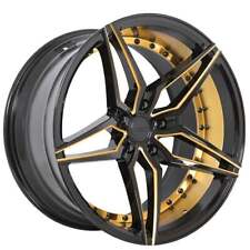 20 Ac Wheels Ac01 Gloss Black With Gold Accents Extreme Concave Rims W24