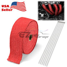 Red Exhaust Pipe Header Insulation Thermal Heat Wrap 2x50 Motorcycle Car