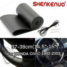 14.5-15 Steering Wheel Cover Genuine Leather New For Honda Civic 1992-2003