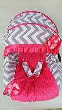 Baby Girl Gray Pink Infant Car Seat Cover Canopy Cover Fit Most Infant Car Seat