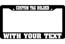 Custom Personalized White Text Customized Black Metal License Plate Frame