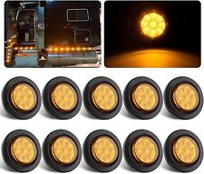 10x 2 Inch Round Led Marker Lights Amber 9 Leds Wreflectors Grommetspigtails