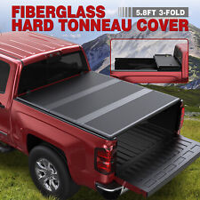 5.8ft 3-fold Fiberglass Hard Tonneau Cover For 2016-2022 Nissan Titan Truck Bed