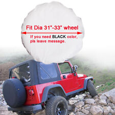 Pu White Spare Tire Cover Uv Protector 31-33 For Jeep Wrangler Grand Cherokee