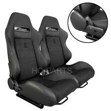2 X Tanaka Black Pvc Leather Black Suede Racing Seats Reclinable Fits Bmw