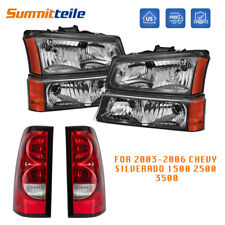 Black Headlights Red Tail Lights For 2003-2006 Chevy Avalanche Silverado 1500