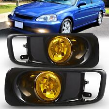 For 99-00 Honda Civic Yellow Lens Pair Bumper Fog Lights With Switchwiring Kit