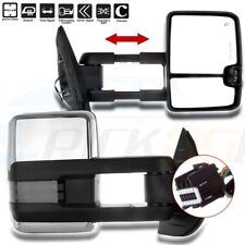 Chrome Side Power Heated Led Signal Pair Towing Mirrors For 2007-14 Chevy Gmc