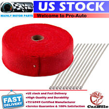 2x50 Roll Red Exhaust Pipe Header Insulation Thermal Heat Wrap Motorcycle Car