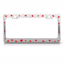 Metal License Plate Frame Red Hearts Love Car Accessories Chrome