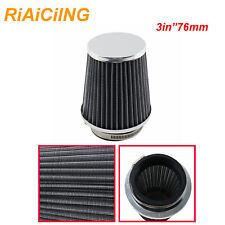 Universal Silver 3 76mm High Flow Cold Air Intake Cone Replacement Dry Filter