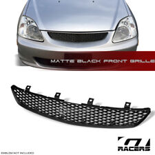 For 2002-2005 Honda Civic Si Ep3 Matte Blk Tr Mesh Front Hood Bumper Grille Abs