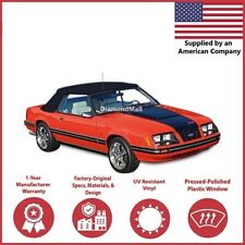 1983-93 Ford Mustang Convertible Soft Top W Dot Approved Plastic Window Black
