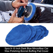 5pcs 9-10 Inch Dark Blue Mircrofiber Car Wax Polishing Bonnet Buffing Pad Cover