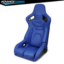 Bucket Racing Seats Reclinable Dual Slider Passenger Right Blue Leather