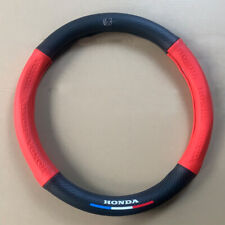For 1999-2023 Honda 15 Inch 38cm Car Steering Wheel Cover Genuine Leather Red