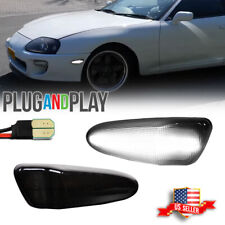 For 1997-1998 Toyota Supra Mk.4smoked White Led Front Bumper Side Marker Lights