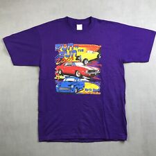 Vintage Hot Rod Shirt Mens L Purple Classic Hot Rod Cars Tee Run To The Sun