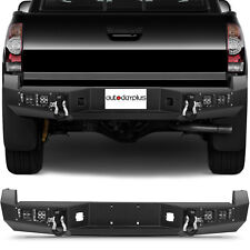 Rear Bumper For Toyota Tacoma 2005-2015 Textured Steel Guard W 20w Led Lights