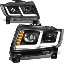 Fits 2011-2013 Jeep Grand Cherokee Dual L-tube Drl Projector Black Headlights