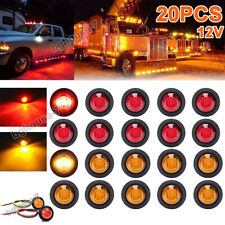 20pcs 34 12v Marker Lights Led Truck Trailer Round Side Bullet Light Amber Red