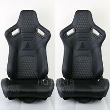 2 X Tanaka Premium Black Carbon Pvc Leather Reclinable Racing Seats Fits Bmw