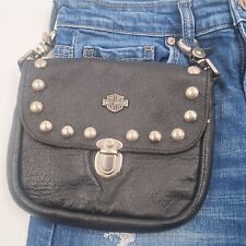 Harley Davidson Black Leather Studded Belt Clip Hip Bag Handbag
