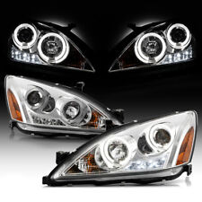 Crystal Clear Replacement Amber Headlights For 03-07 Honda Accord 24dr Dxlxex