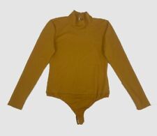 180 Hutch Womens Yellow Solid Mock Neck Long Sleeve One Piece Bodysuit Size M