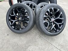 22 Snowflake Wheels Gloss Black W2854522 Tires For Gmc Chevy Escalade 6x139.7