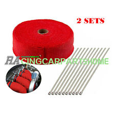 2 Roll 2 50ft Red Exhaust Thermal Wrap Manifold Header Isolation Heat Tape
