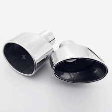 Pair Audi Rs Look Slant Oval Rolled 2.5 In Exhaust Tips For A3 A5 A7 S3 S5 S6