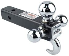 Toptow 64180 Trailer Receiver Hitch Triple Ball Mount With Hook Chrome Balls