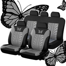 5-seat Car Seat Cover Front Rear Full Set Butterfly Embroidery Fit Woman Girl