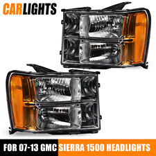 Fit For 2007-2014 Gmc Sierra 1500 2500 3500 Clear Chrome Headlights Lamps Pair