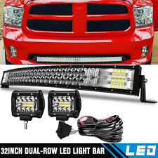 32 Inch Curved Front Bumper Top Led Light Bar Combo Pods Wiring For Dodge Ram